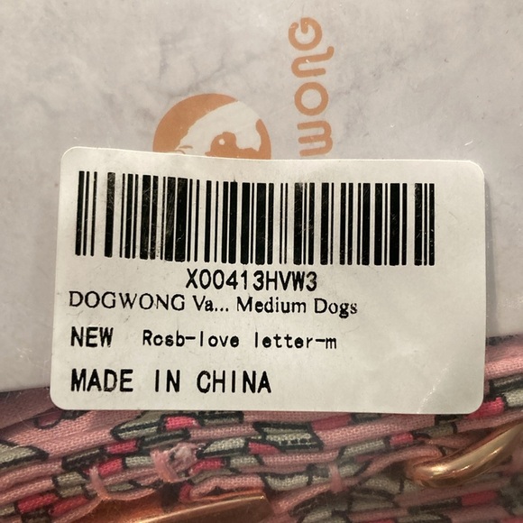 NWT Pink Letter & Heart Pattern Dog Collar and Bow- Medium - Picture 4 of 6